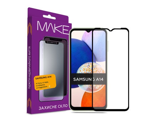 Скло захисне MAKE Samsung A14 Full Cover Full Glue (MGF-SA14)