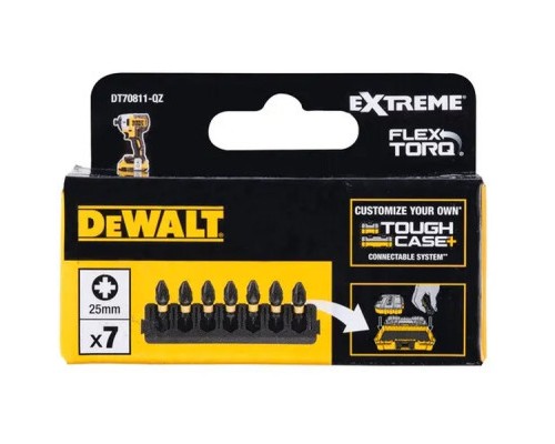 Набір біт DeWALT в касеті для Tough Case, FlexTorq, L = 25 мм, Pz2, 7 шт (DT70811)