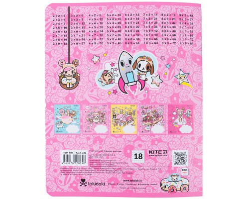 Зошит Kite tokidoki 18 аркушів, клітинка (TK23-236)