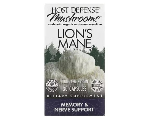 Трави Fungi Perfecti Їжачок гребінчастий, Підтримка пам'яті та нервів, Lion's Mane, (FPI-03161)