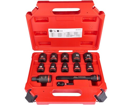 Набір головок Milwaukee ShW 1/2 -10, 12, 13, 14, 15, 17, 19, 21, 22, 24 мм, 13 шт. (4932480456)