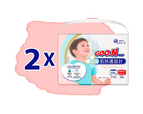 Підгузки GOO.N Plus для дітей 13-25 кг розмір XXL унісекс 56 шт (21000634-2)