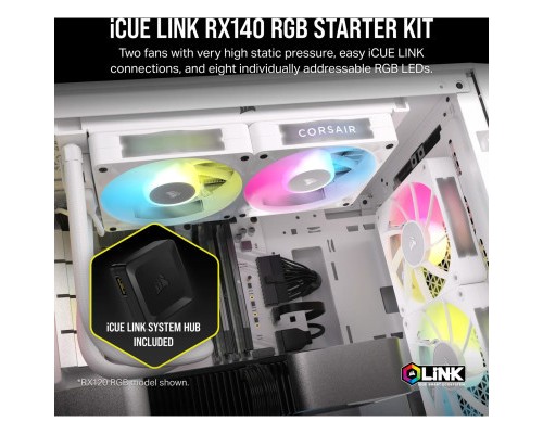 Кулер до корпусу Corsair iCUE Link RX140 RGB PWM White Dual Pack (CO-9051024-WW)