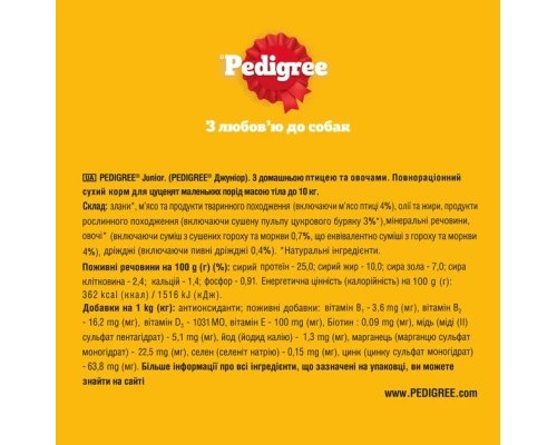 Сухий корм для собак Pedigree для цуценят малих порід з птицею та овочами 7 кг (5998749145210)