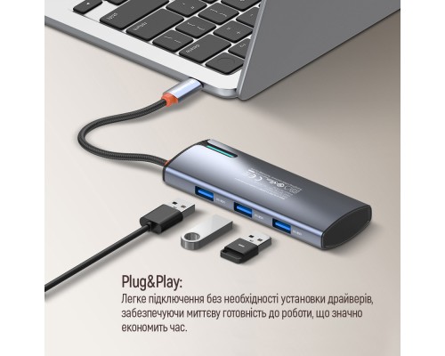 Порт-реплікатор ColorWay Docking Station USB-C 5-в-1 Type C PD 100W/USB3.0х3/HDMI 4К (CW-HUB01)
