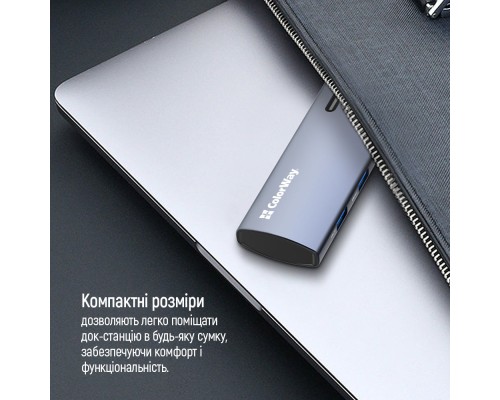 Порт-реплікатор ColorWay Docking Station USB-C 5-в-1 Type C PD 100W/USB3.0х3/HDMI 4К (CW-HUB01)