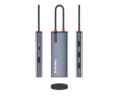 Порт-реплікатор ColorWay Docking Station USB-C 5-в-1 Type C PD 100W/USB3.0х3/HDMI 4К (CW-HUB01)