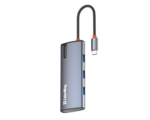 Порт-реплікатор ColorWay Docking Station USB-C 5-в-1 Type C PD 100W/USB3.0х3/HDMI 4К (CW-HUB01)