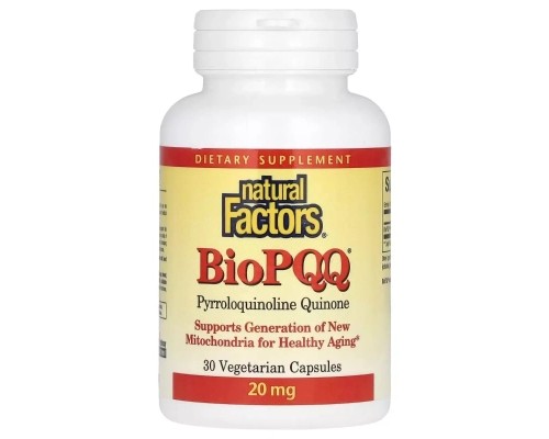 Вітамінно-мінеральний комплекс Natural Factors Пірролохінолінхінон PQQ, 20 мг, BioPQQ, 30 вегетаріанських кап (NFS-02607) Вітамінно-мінеральний комплекс Natural Factors Пірролохінолінхінон PQQ, 20 мг, BioPQQ, 30 вегетаріанських кап (NFS-02607)