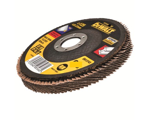 Круг зачистний DeWALT пелюстковий INOX Extreme, метал, 125x22.23 мм, G 80 мкм (DT30622)