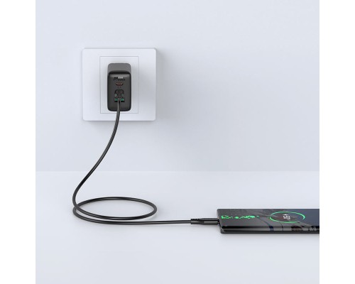 Дата кабель USB-C to USB-C 1.2m 3A TPE C3-03 Black Acefast (6974316280842)