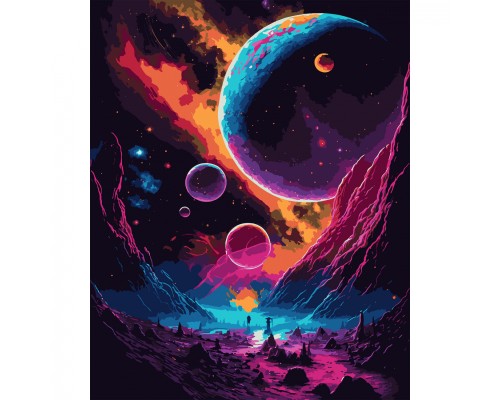 Картина по номерам Santi Фантазійний космос, 40*50см, LED підсвітка (955046)