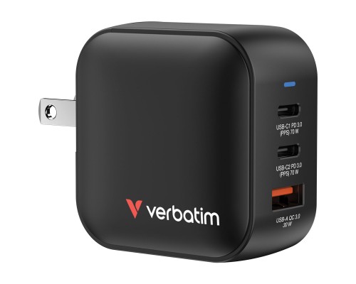 Зарядний пристрій Verbatim MiniGaN 70 W 3 ports (2xUSB-C/1xUSB-A) (32229)