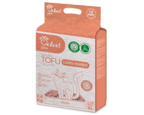 Наповнювач для туалету Velvet Paw TOFU для довгошерстих котів з персиковою есенцією (1.5 мм) 2.6 кг (TOF70056)
