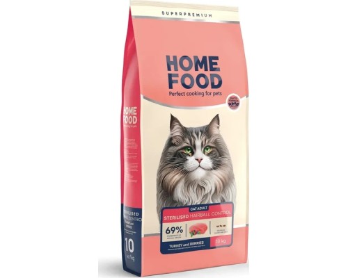 Сухий корм для кішок Home Food Hairball control For sterilised з індичкою та ягодами 10 кг (4820235020880)