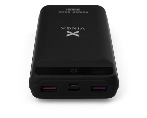 Батарея універсальна Vinga 20000 mAh QC3.0 Display soft touch black (VPB2QLSBK) 