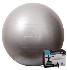 М'яч для фітнесу PowerPlay 4001 75см Silver + насос (PP_4001_75_Silver)