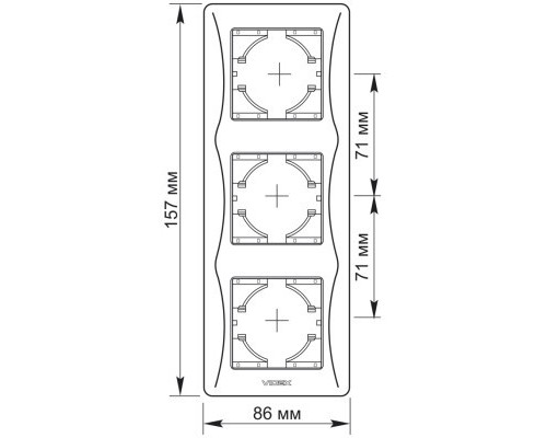 Рамка Videx BINERA кремова 3 поста (VF-BNFR3V-CR)