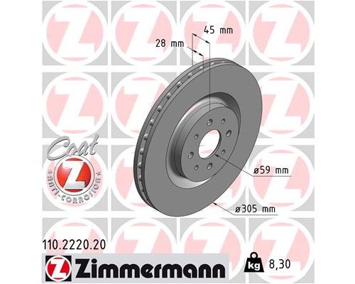 Гальмівний диск ZIMMERMANN 110.2220.20