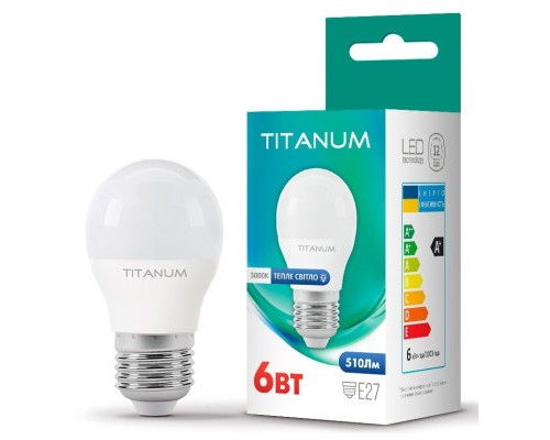 Лампочка TITANUM G45 6W E27 3000K (TLG4506273)
