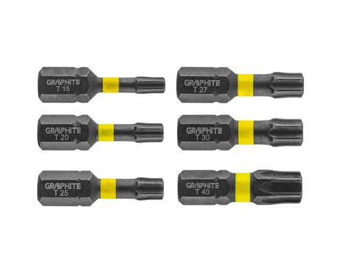 Набір біт Graphite ударних TX10/15/20/25/30/40 x 25 мм, 6 шт. (56H541)