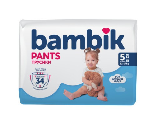 Підгузки Bambik трусики 5 (12-17 кг) 34 ш (4823071652543)