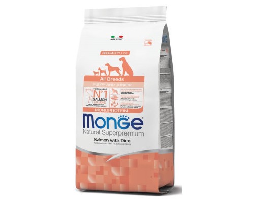 Сухий корм для собак Monge Dog All breeds Puppy&Junior зі смаком лосося та рису 800 г (8009470011266)