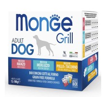 Вологий корм для собак Monge Dog Grill Mix Chicken and Turkey, Beef, Cod Fish 12*100 г (8009470017510)