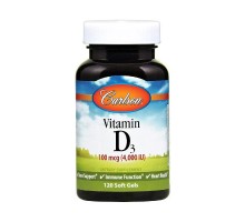 Вітамінно-мінеральний комплекс Carlson Вітамін D3, 4000 МО, Vitamin D3, 120 желатинових капсул (CL1431)