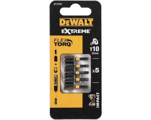 Набір біт DeWALT IMPACT TORSION, ударні, Torx, Т10, L = 25 мм, 5 шт (DT7379T)