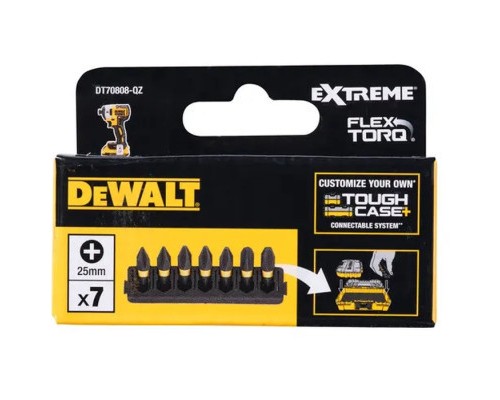 Набір біт DeWALT в касеті для Tough Case, FlexTorq, L 25 мм, Рh1 2 шт, Рh2 3 шт, Рh3 2шт (DT70808)