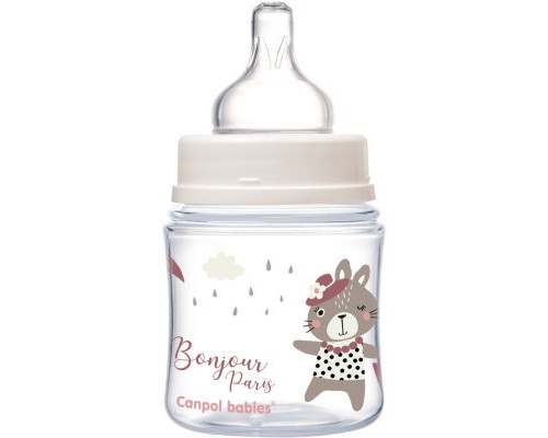 Пляшечка для годування Canpol babies Bonjour Paris з широким отвором 120 мл Рожева (35/231_pin)