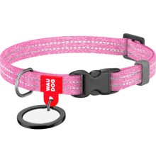 Нашийник для тварин WAUDOG Re-cotton з QR паспортом для котів та дрібних порід собак XS рожевий (16407)
