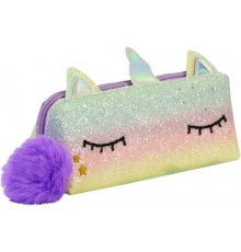 Пенал Cool For School 1 відділення з блискітками та помпоном Фіолетовий (CF6636-purple)