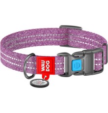 Нашийник для тварин WAUDOG Re-cotton з QR паспортом світловідбивний Ш 15 мм Д 25-35 см фіолетовий (02869)