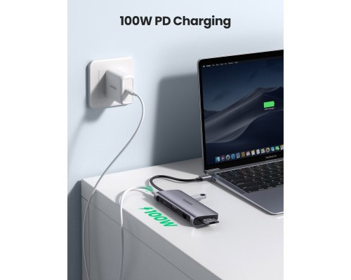 Концентратор Ugreen USB3.0 Type-C to USB 3.0x3/HDMI/VGA/RJ45/SDTF/PD CM179 gray (40873)