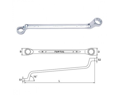 Ключ Toptul гайковий накидний (кут 75 °) 27х30мм (AAEI2730)