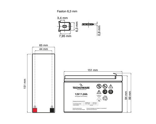 Батарея до ДБЖ TECNOWARE 12V-7.2Ah (EACPE12V7A2TWP) 