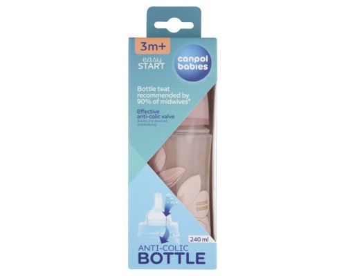 Пляшечка для годування Canpol babies Easystart GOLD 240 мл антикол. з широким отвором, рожева (35/240_pin)