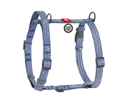 Шлея для собак WAUDOG Н-подібна Re-cotton з QR паспортом, світловідбивна L синя (259312)