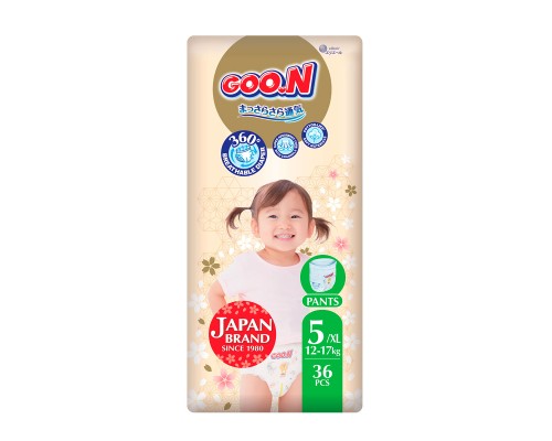 Підгузки GOO.N Premium Soft Трусики 12-17 кг Розмір 5 XL 36 шт (F1010101-158)