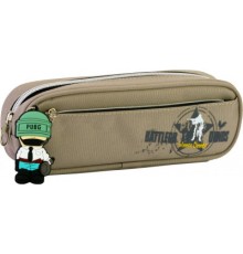 Пенал Cool For School 2 відділення з аплікацією та брелоком Коричневий (CF6820-brown)