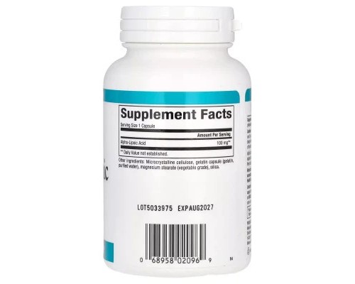 Вітамінно-мінеральний комплекс Natural Factors Альфа-ліпоєва кислота, 100 мг, Alpha-Lipoic Acid, 120 капсул (NFS-02096)