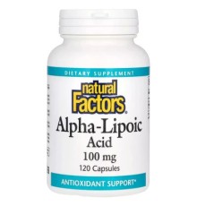 Вітамінно-мінеральний комплекс Natural Factors Альфа-ліпоєва кислота, 100 мг, Alpha-Lipoic Acid, 120 капсул (NFS-02096)