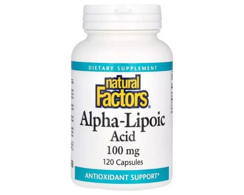 Вітамінно-мінеральний комплекс Natural Factors Альфа-ліпоєва кислота, 100 мг, Alpha-Lipoic Acid, 120 капсул (NFS-02096)