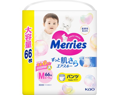 Підгузки Merries Трусики Ultra Jumbo М 6-11 кг 66 шт (4901301419019)