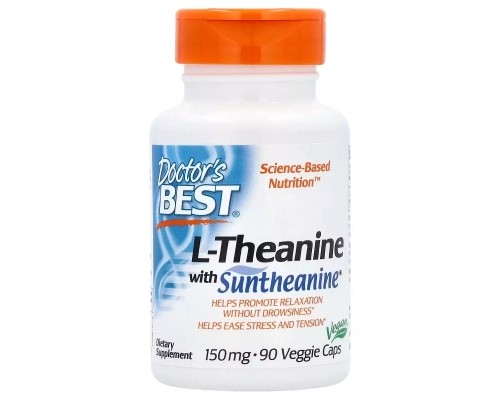 Амінокислота Doctor's Best L-теанін, 150 мг, L-Theanine with Suntheanine, 90 вегетаріанських капсул (DRB-00197) Амінокислота Doctor's Best L-теанін, 150 мг, L-Theanine with Suntheanine, 90 вегетаріанських капсул (DRB-00197)