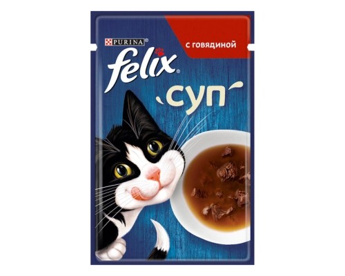 Вологий корм для кішок Purina Felix Суп з яловичиною 48 г (8445290571625) Вологий корм для кішок Purina Felix Суп з яловичиною 48 г (8445290571625)