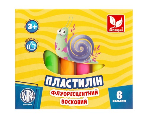 Пластилін Школярик Флуоресцентний 6 кольорів 78 г (83811906-UA)
