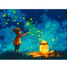 Картина по номерам Santi Хлопчик і світлячки, 40*50см, LED підсвітка (955096)